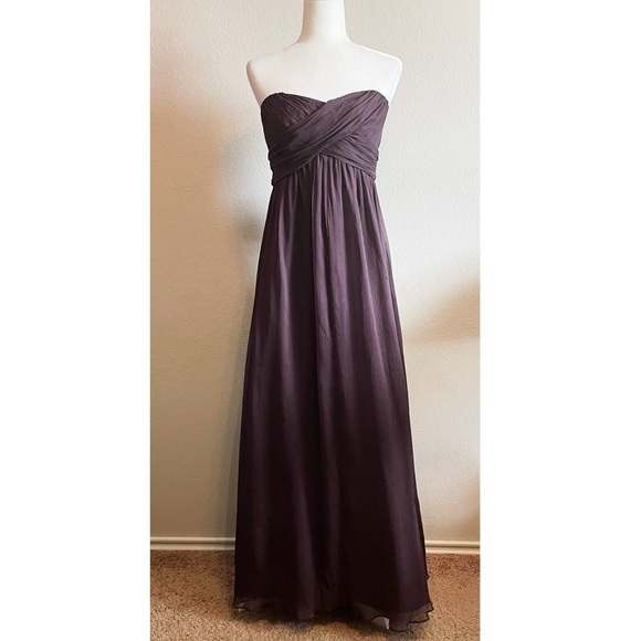 J Crew Chiffon Dramatic Tie Back Silk Blend Gown Dress Size 6 Prom Bridesmaid - Picture 2 of 9